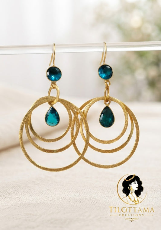 Gold-Toned Multi-Layered Circle Statement Earrings