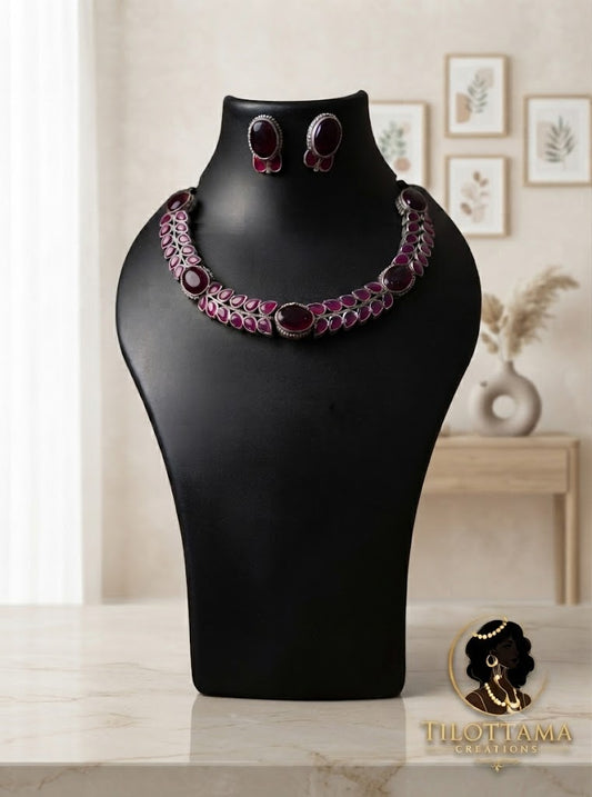 The Crimson Petal Silver Choker