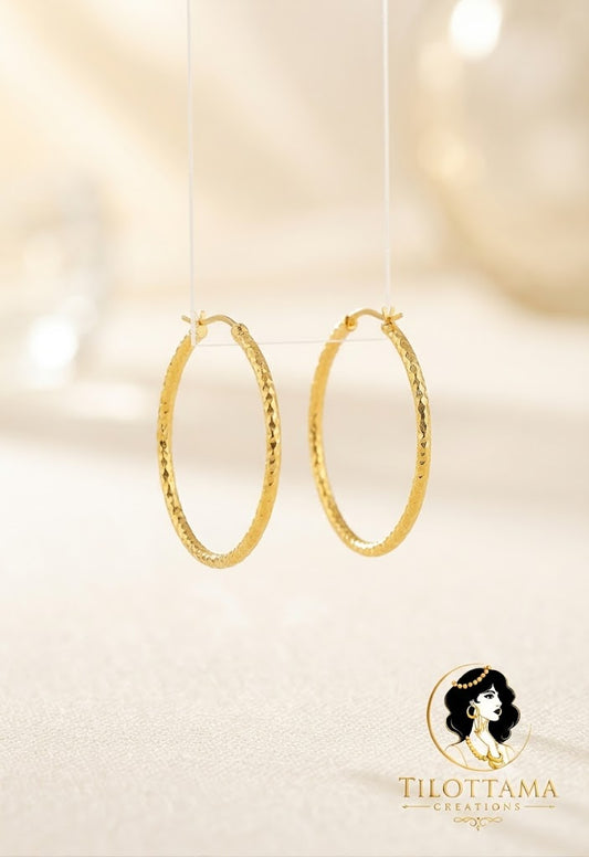 Hammered Gold-Toned C-Hoop Earrings