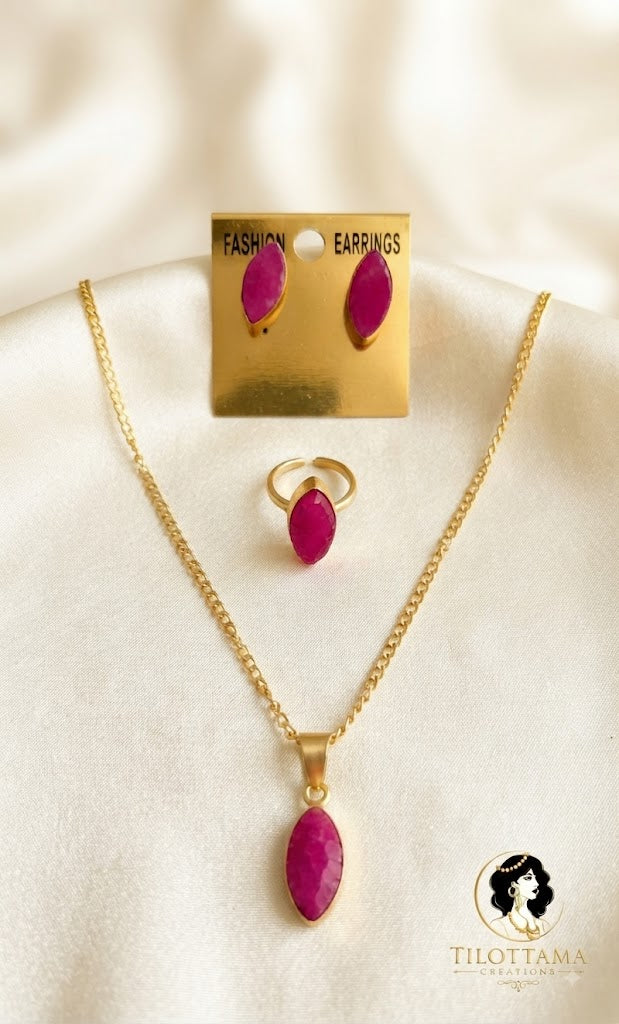Magenta Marquise Jewelry Set