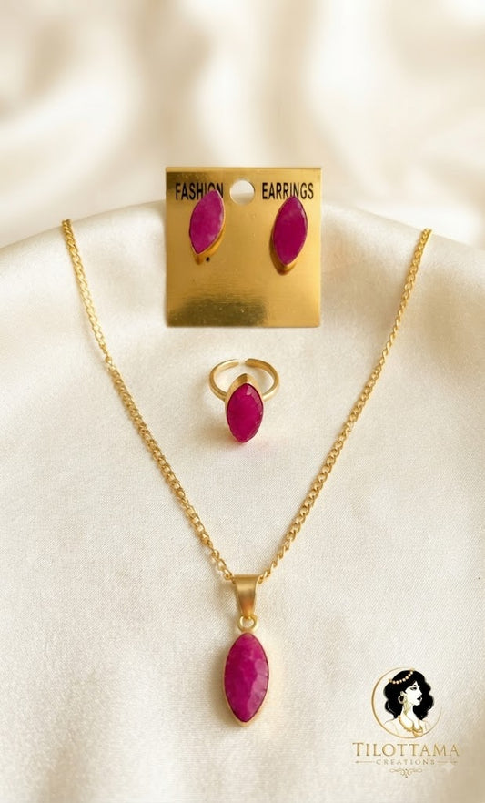 Magenta Marquise Jewelry Set