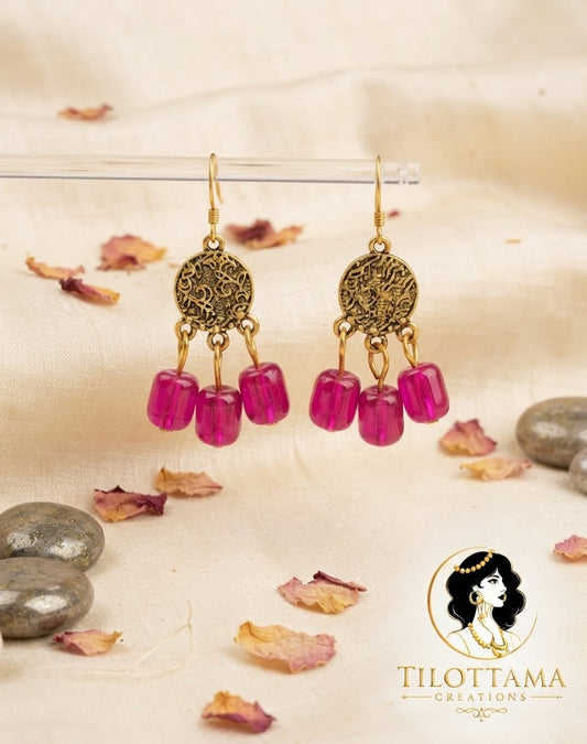 Gilded Magenta Bloom Drops