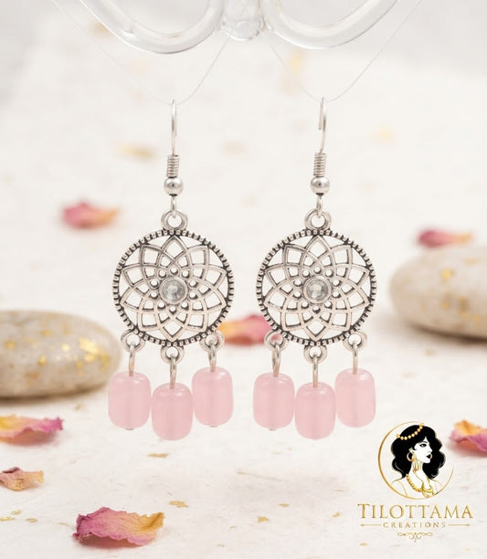Pink Blossom Mandala Dangles