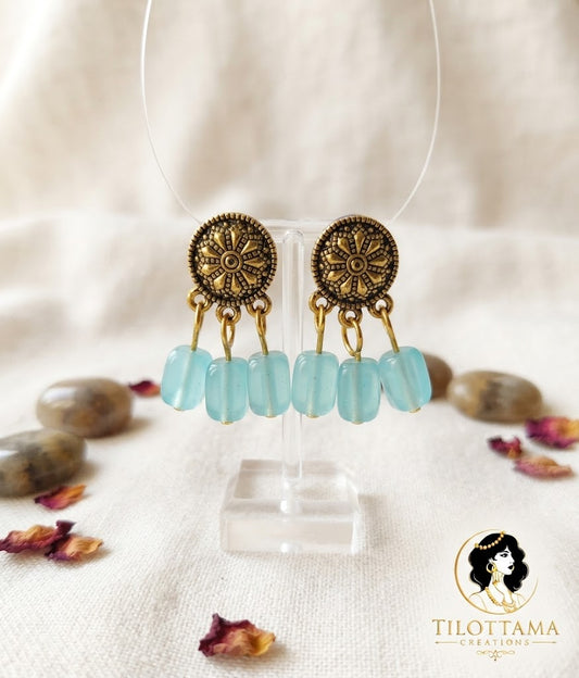 Gilded Turquoise Bloom Dangles
