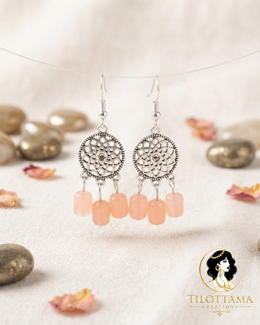 Peach Sorbet Silver Bloom Earrings