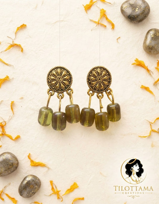 Olive Sunburst Medallion Dangles