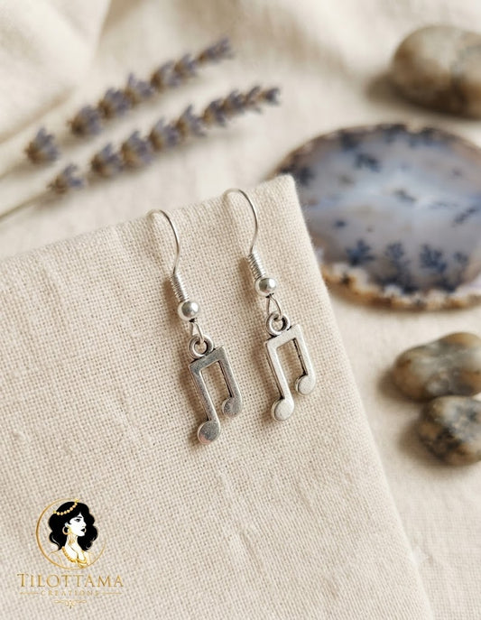 Silver-Toned Musical Note Earrings