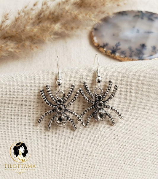 Arachnid Allure Silver Earrings