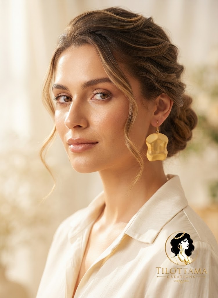 Chunky Gold-Toned Irregular Statement Earrings