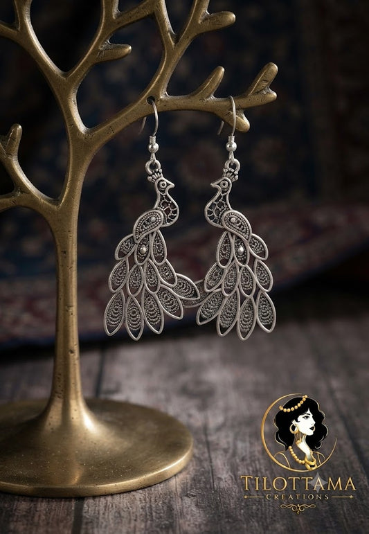 Majestic Plumage Silver Earrings