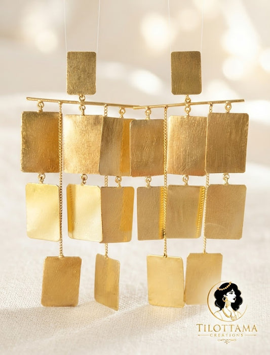 Oversized Gold-Toned Geometric Statement Earrings