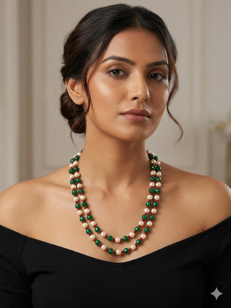 The Emerald & Pearl Symphony Mala