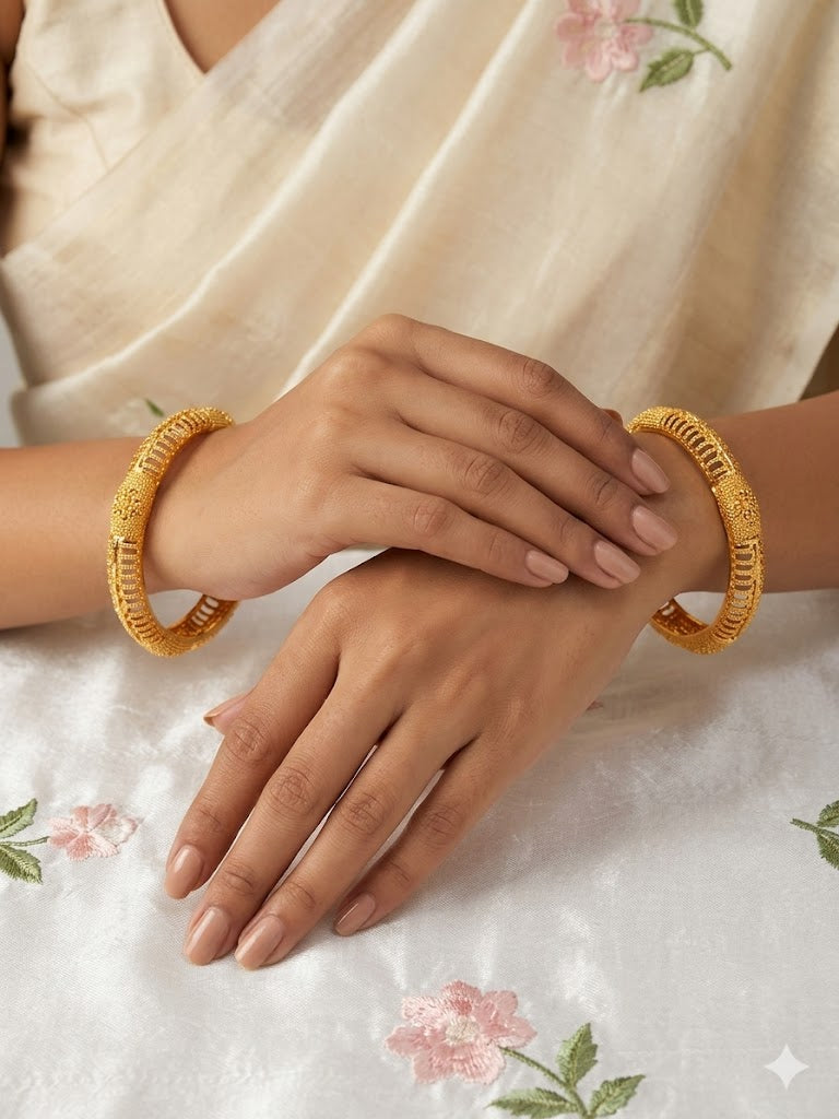 Royal Filigree Matte Gold Bangles