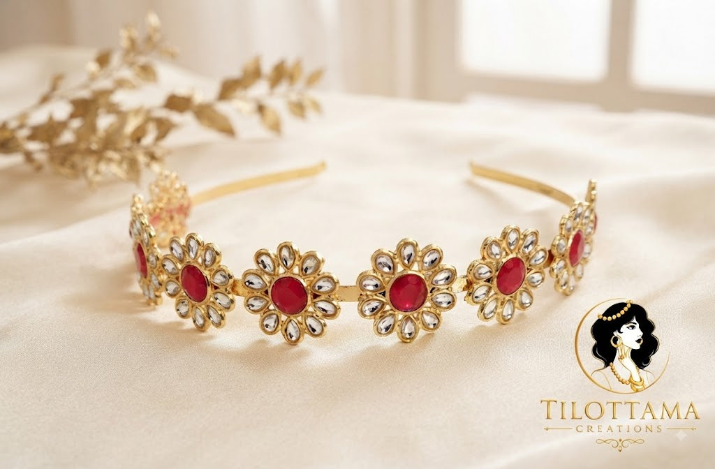 The Gulabi Blossom Kundan Sheeshpatti
