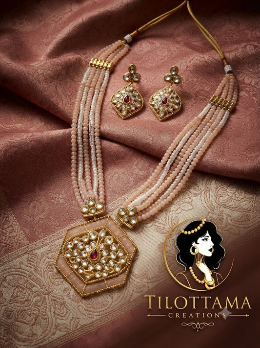 The Blush Hexagon Kundan Set