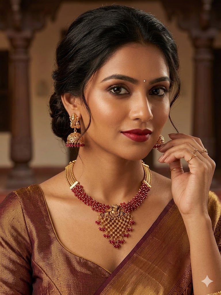 Royal Ruby-Toned Guttapusalu Choker Set