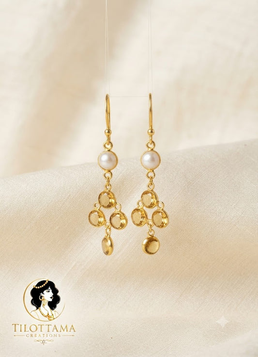 Gold-Toned Dainty Gemstone Chandelier Earrings