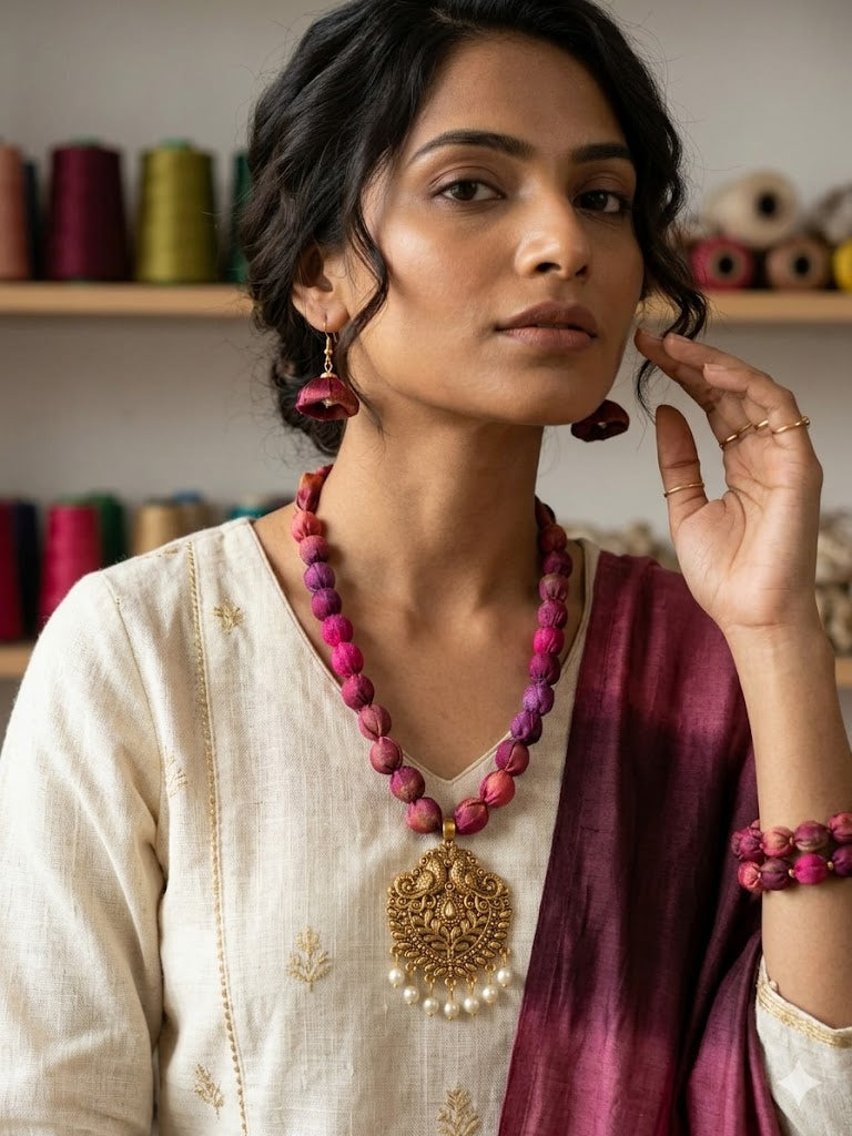 The Crimson Silk Filigree Set