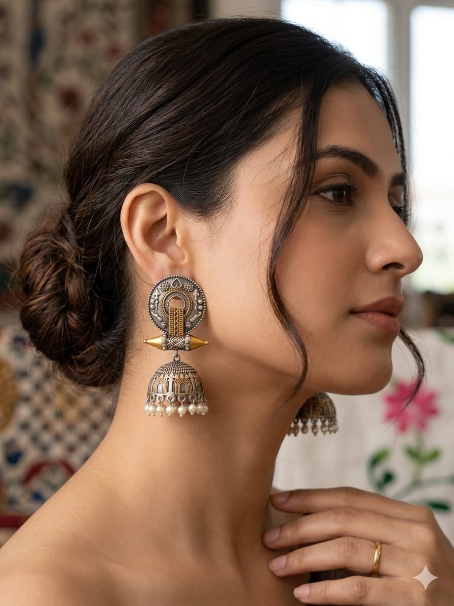 The Amethyst Heritage Oxidized Jhumkas