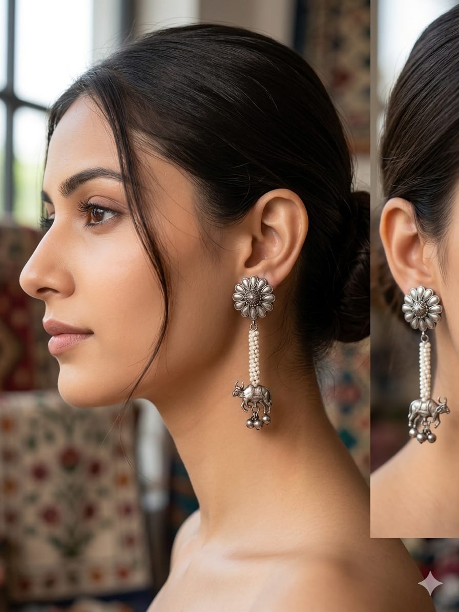 The Azure Bloom Heritage Jhumkas