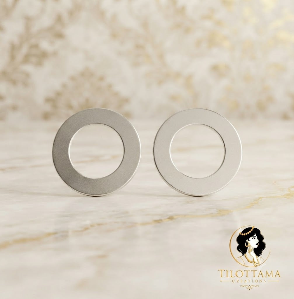 Silver Circular Disc Studs