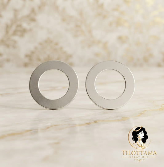 Silver Circular Disc Studs