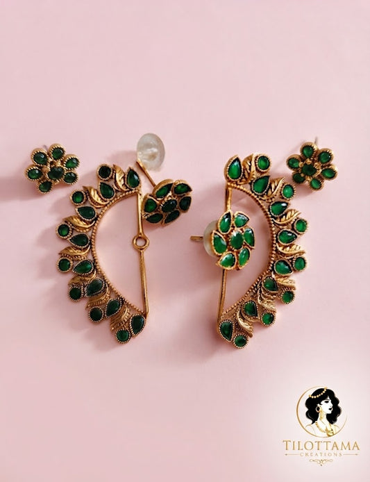 Antique Gold Nakshi Drops Earring