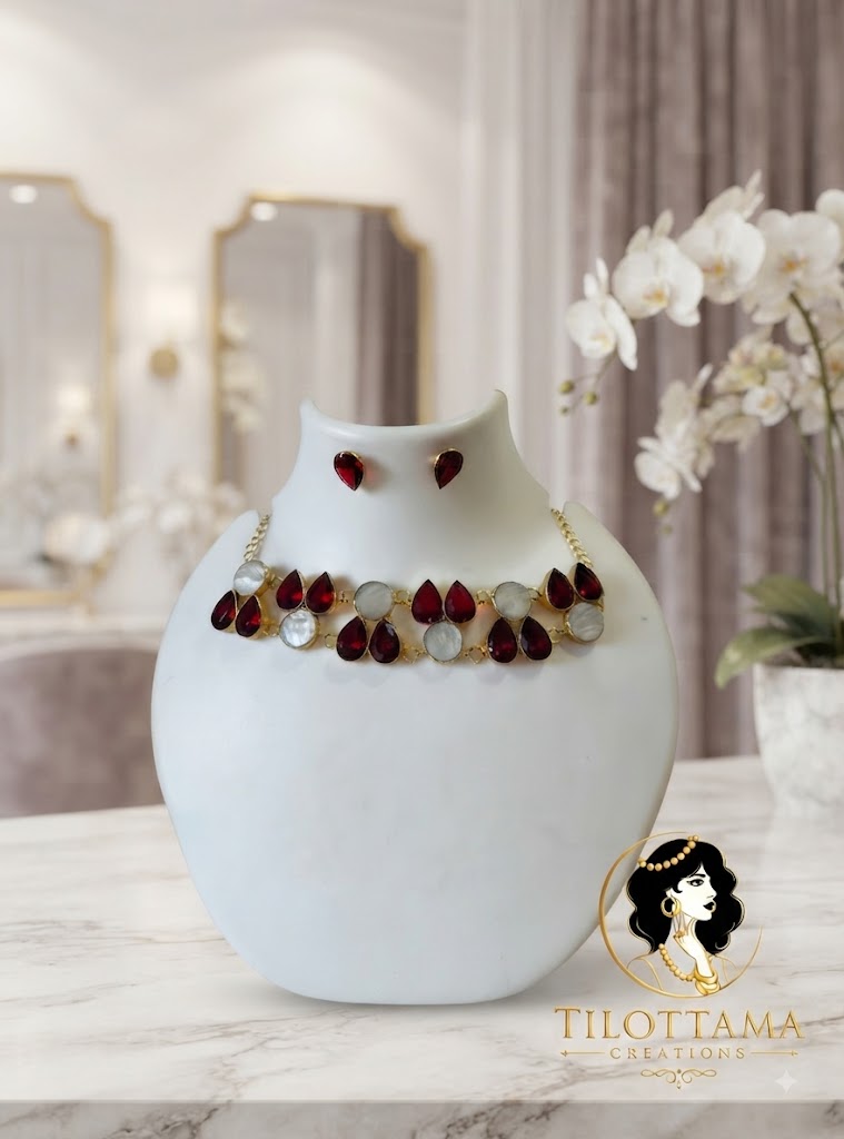 The Crimson Petal Mosaic Choker
