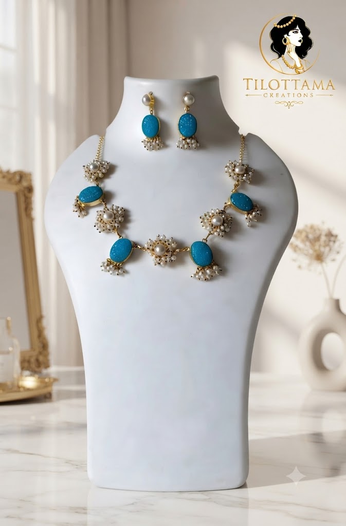 Azure Bloom Pearl Set