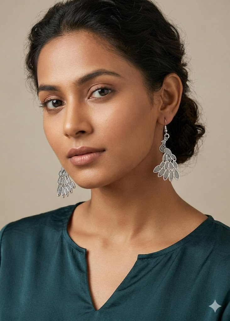Majestic Plumage Silver Earrings