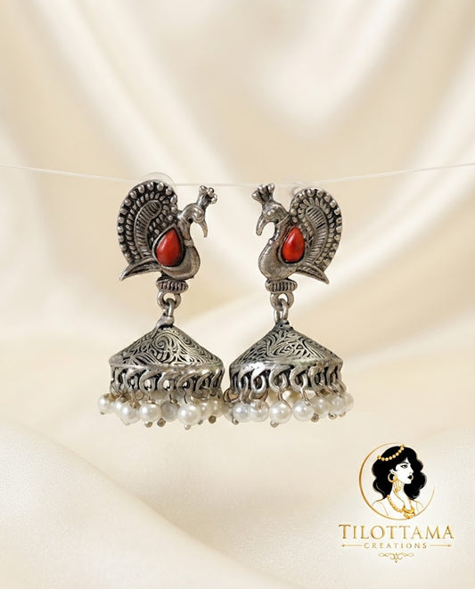 The Mayura Coral Jhumkas