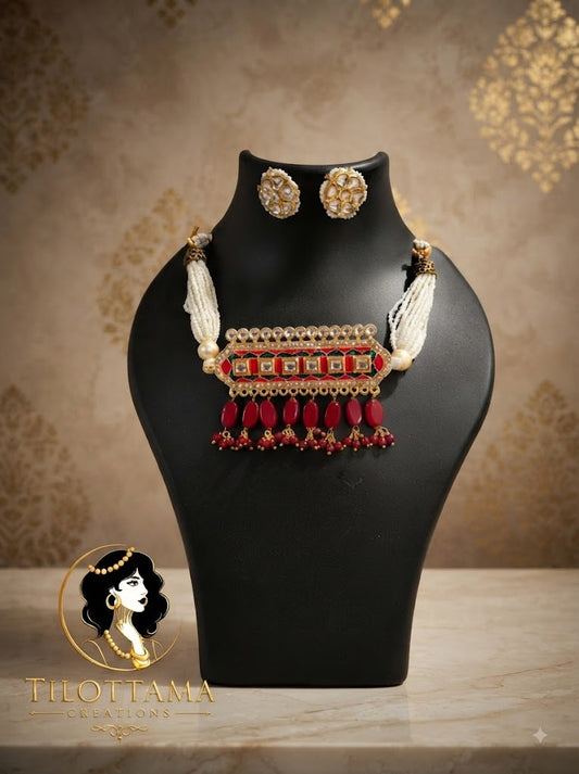 Prism Rose Kundan Choker Set