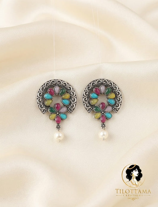 The Navratna Crescent Studs