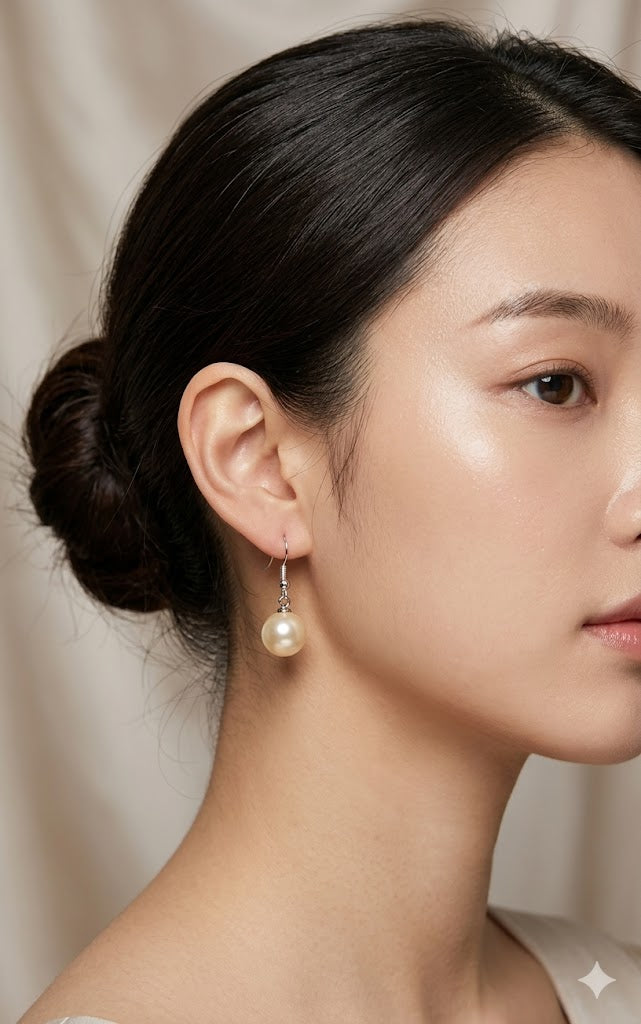 Classic Round Pearl Drop Earrings