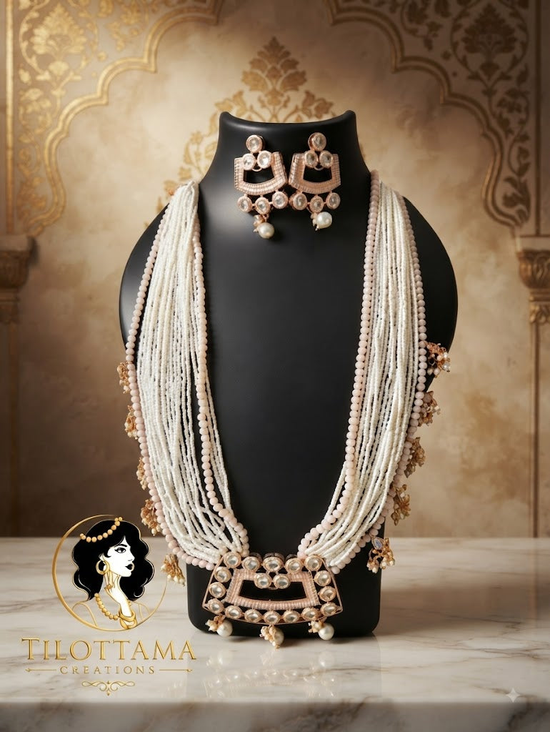 Ethereal Blush Multi-Strand Kundan Set