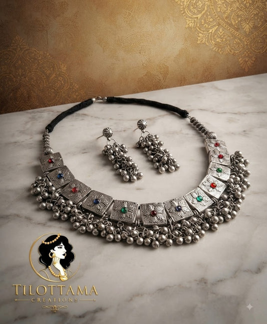 Antique Ghungroo Motif Necklace Set