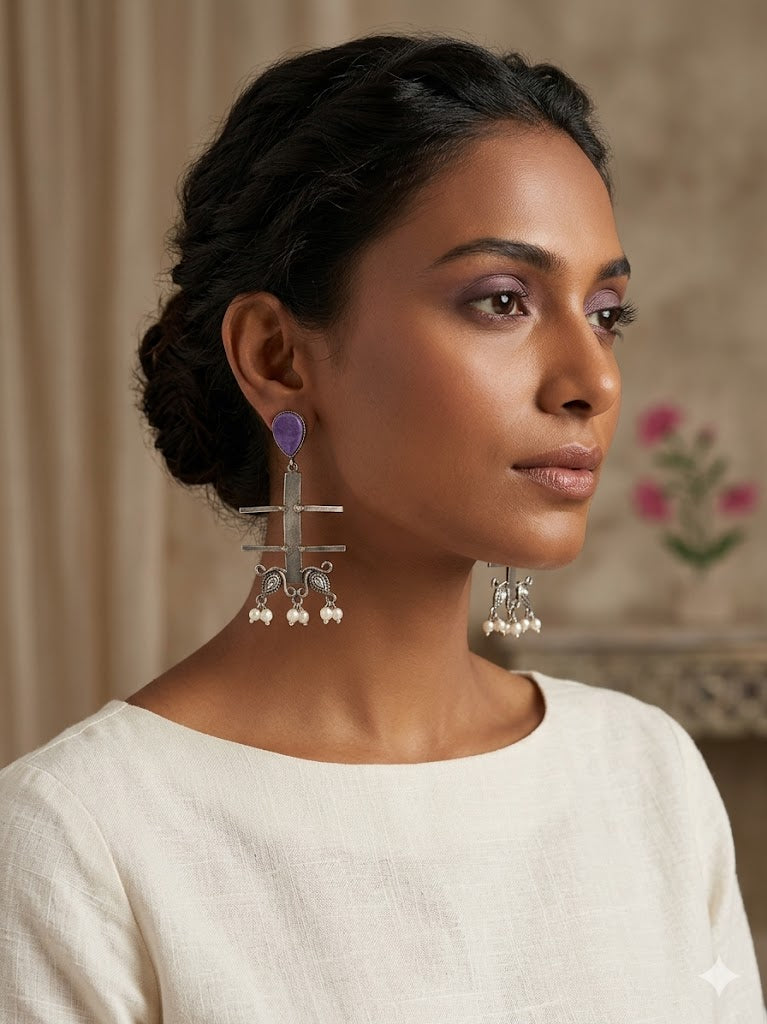The Amethyst & Amber Ladder Dangles
