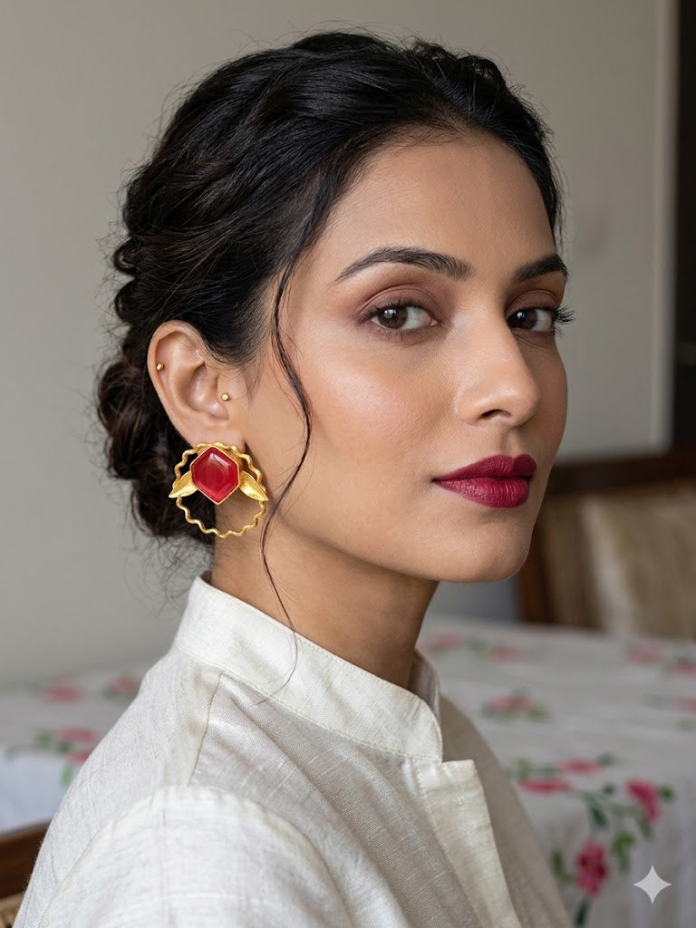 The Ruby Petal Bloom Studs