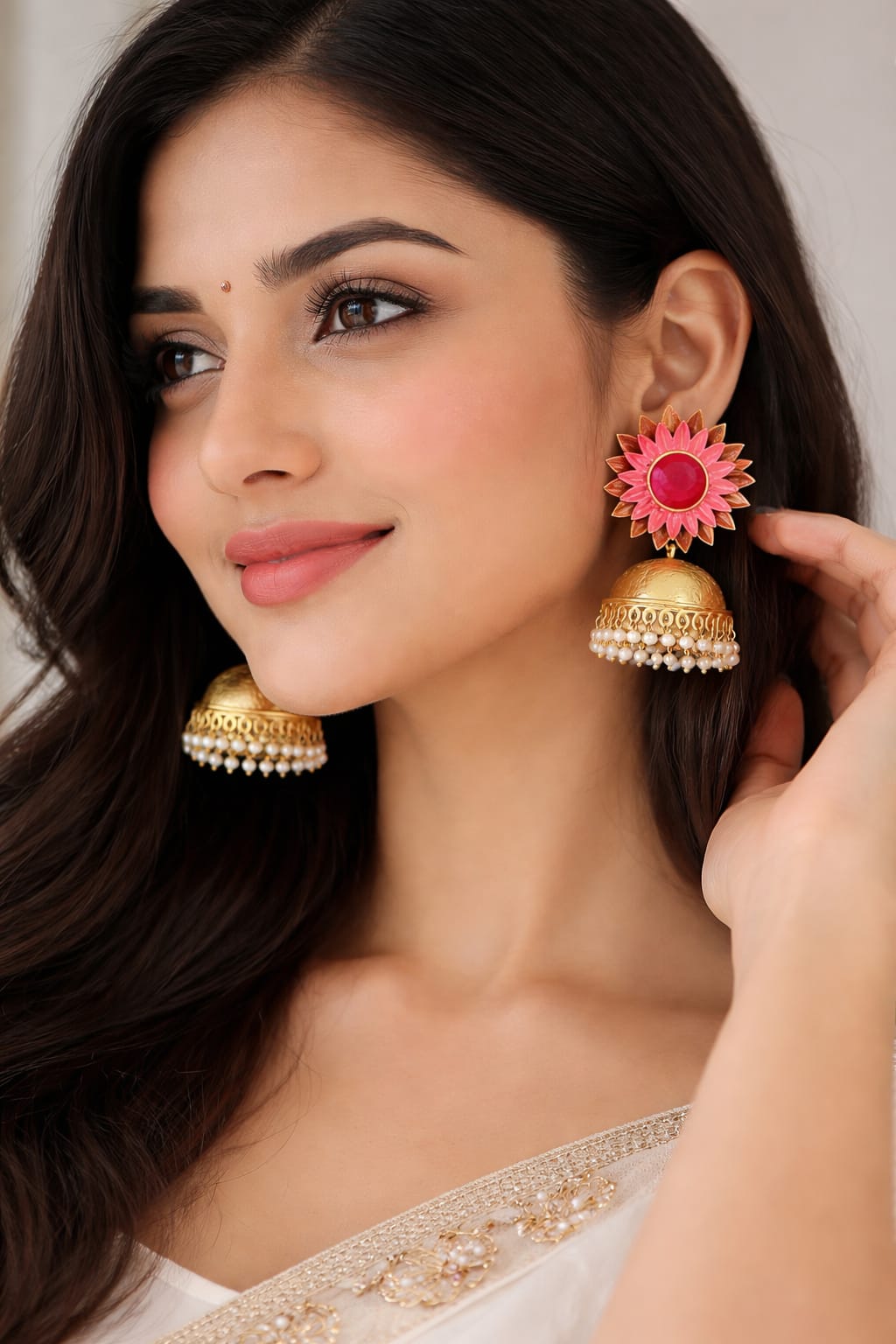 The Gulabi Bloom Jhumkas