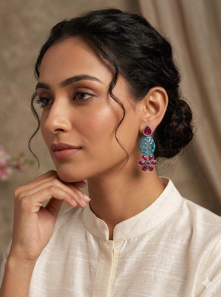 The Azure Floral Teardrops