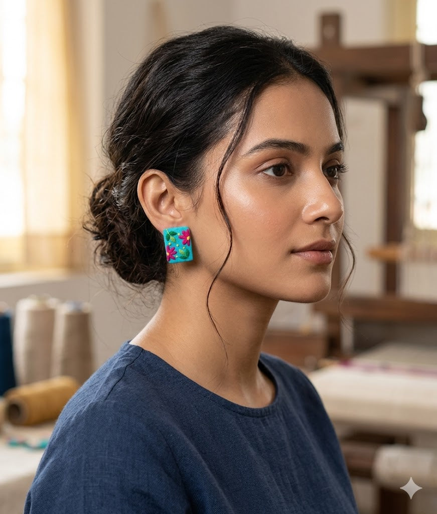 The "Turquoise Tangelo" Floral Studs