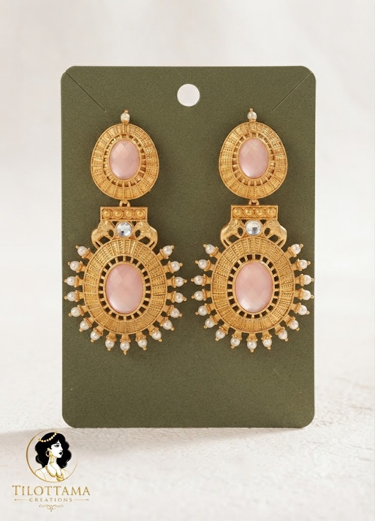 Rose Quartz Regal Sunburst Drops