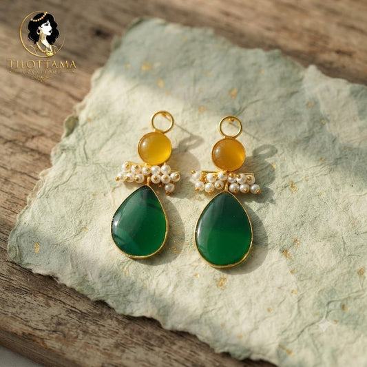 The Emerald-Citrine Cascade Earrings