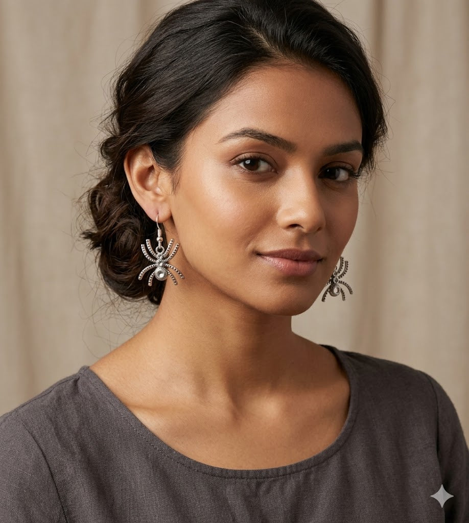 Arachnid Allure Silver Earrings