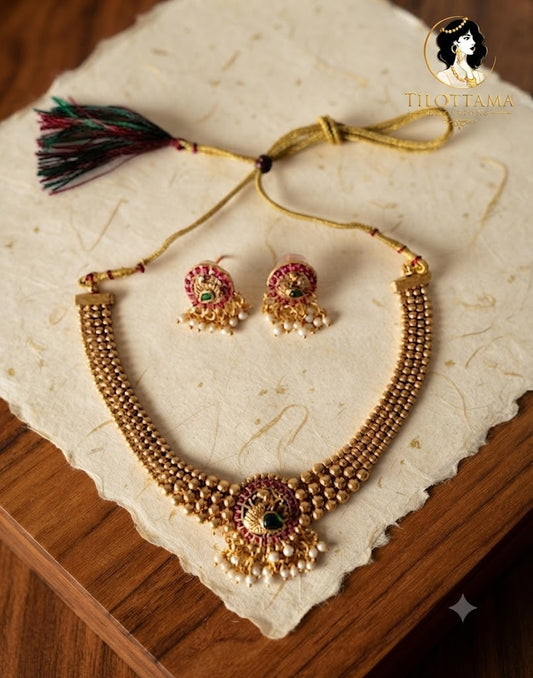 Royal Peacock Beaded Choker Set