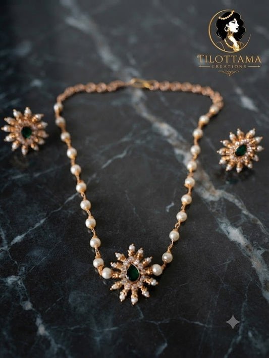 Midnight Pearl Sunburst Necklace Set