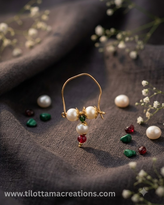 Shreemant Ganpati Pearl & Gemstone Earring (Baali)