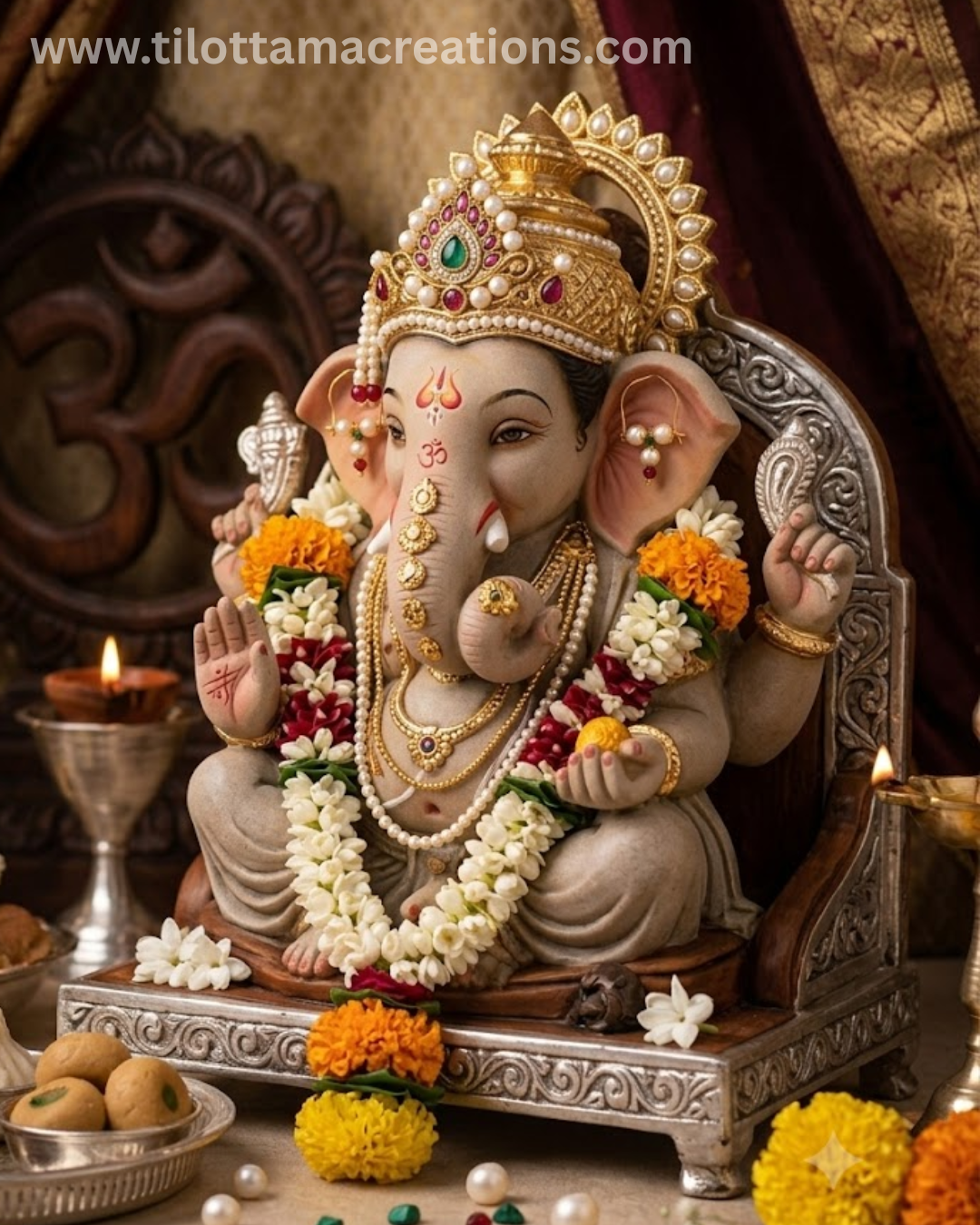 Shreemant Ganpati Pearl & Gemstone Earring (Baali)