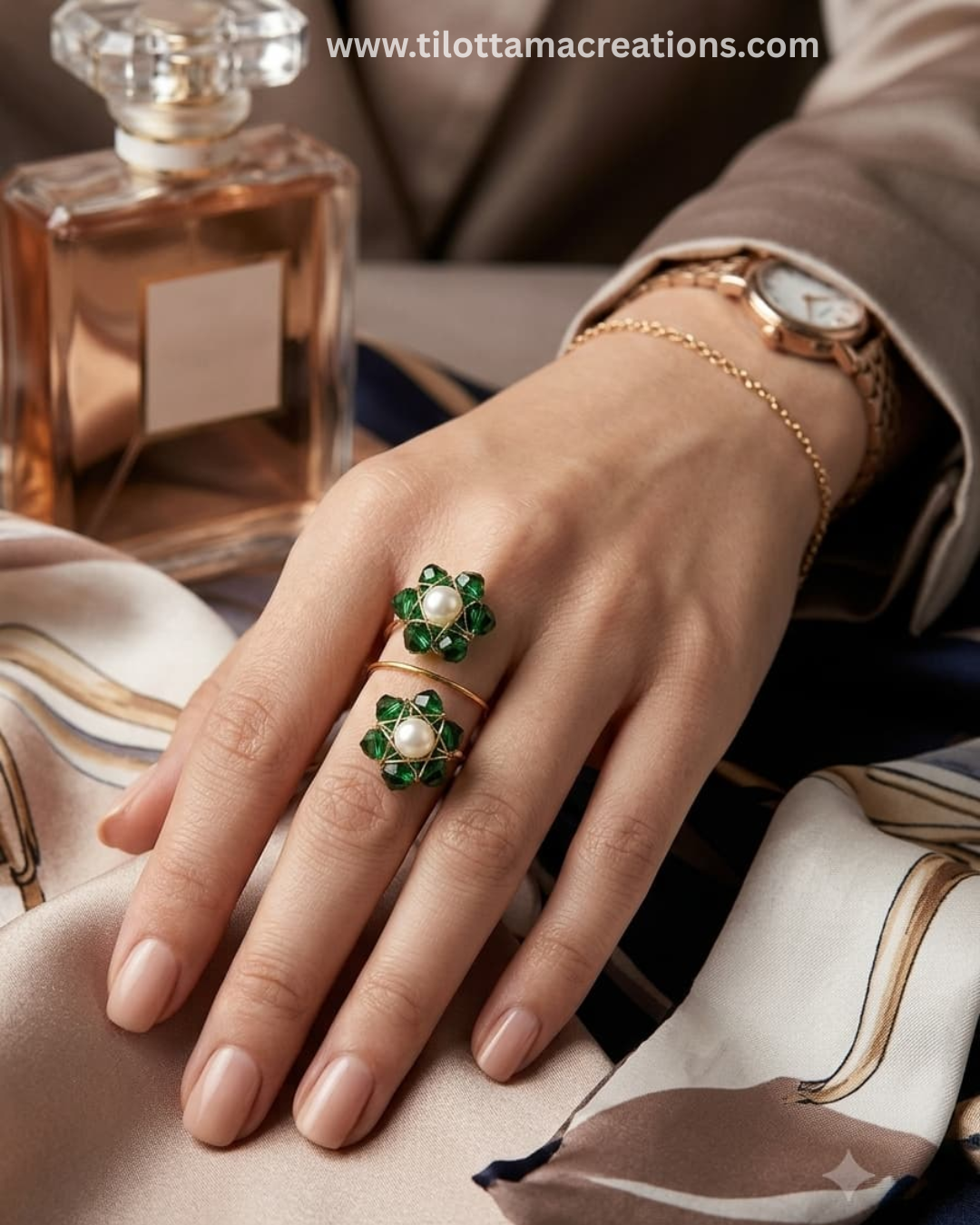 Emerald Bloom Spiral Ring