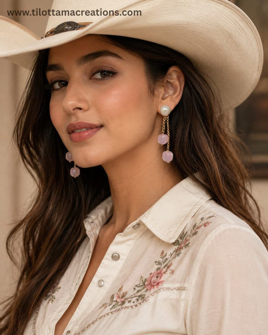 Blushing Pearl Cascade Earrings